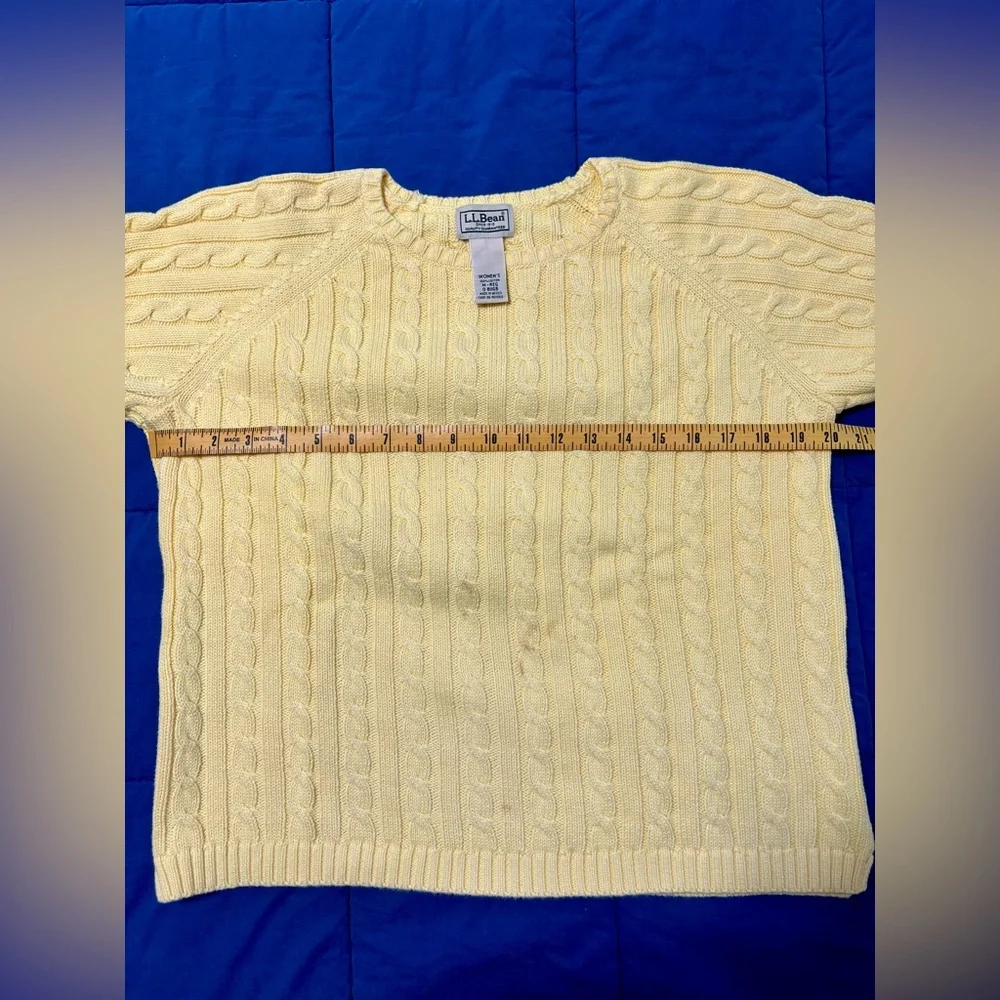 LL Bean vintage lemon yellow cable knit sweater, 100% cotton - Picture 3 of 5